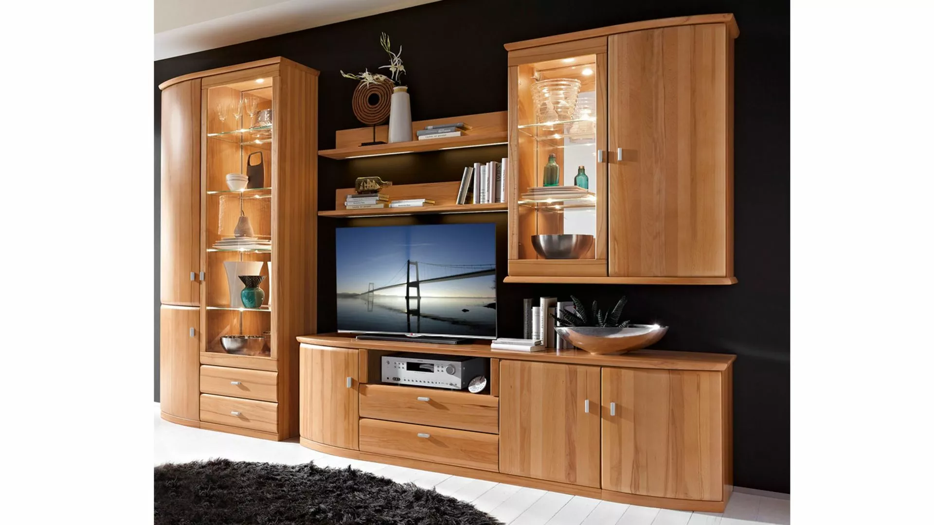 Furniture wall unit with integrated lighting