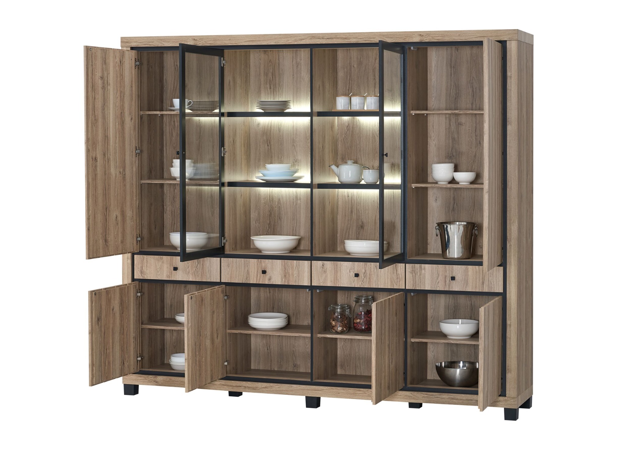 Open cabinet interior lighting