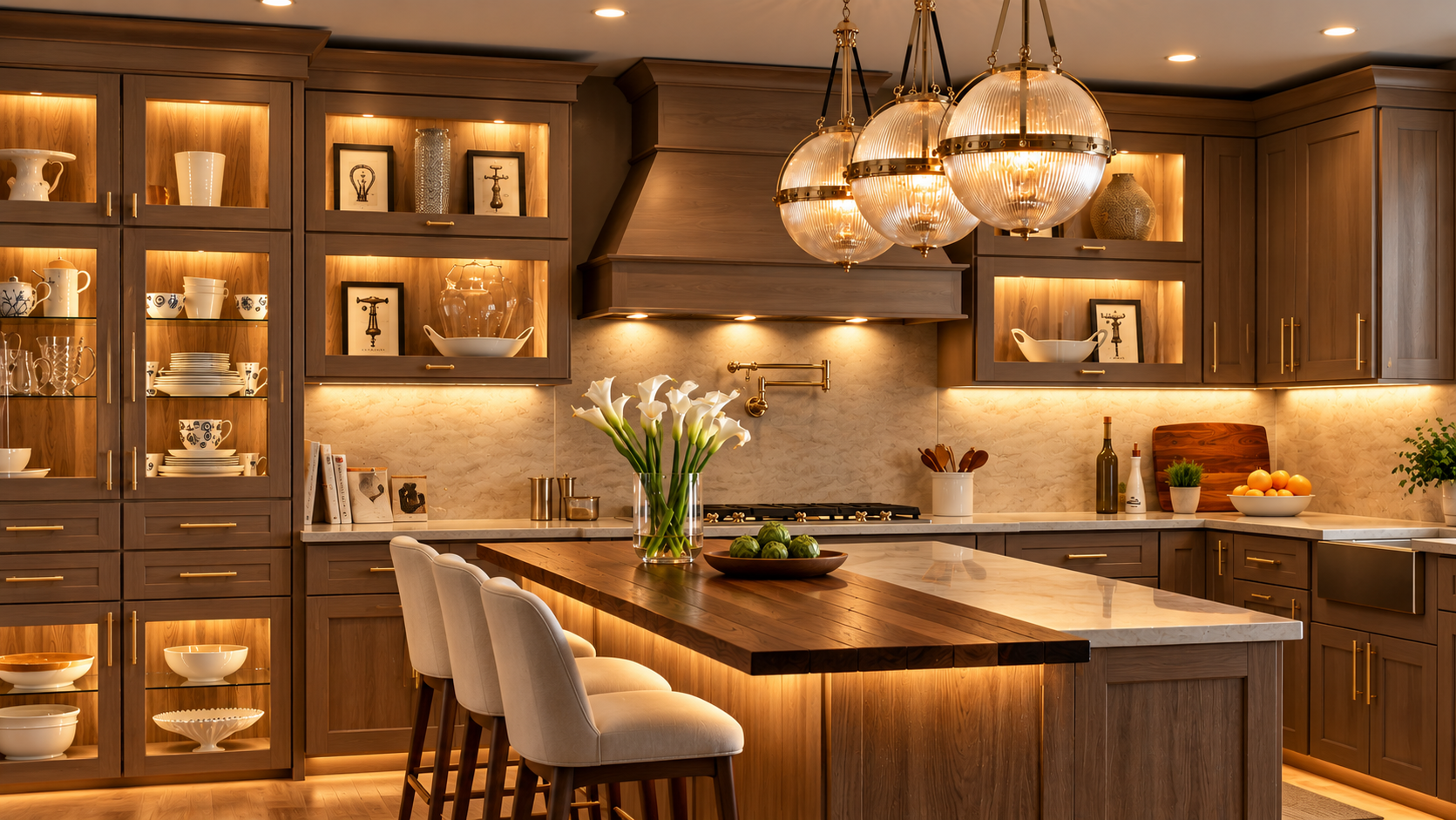 Warm LED kitchen cabinet and furniture lighting installation